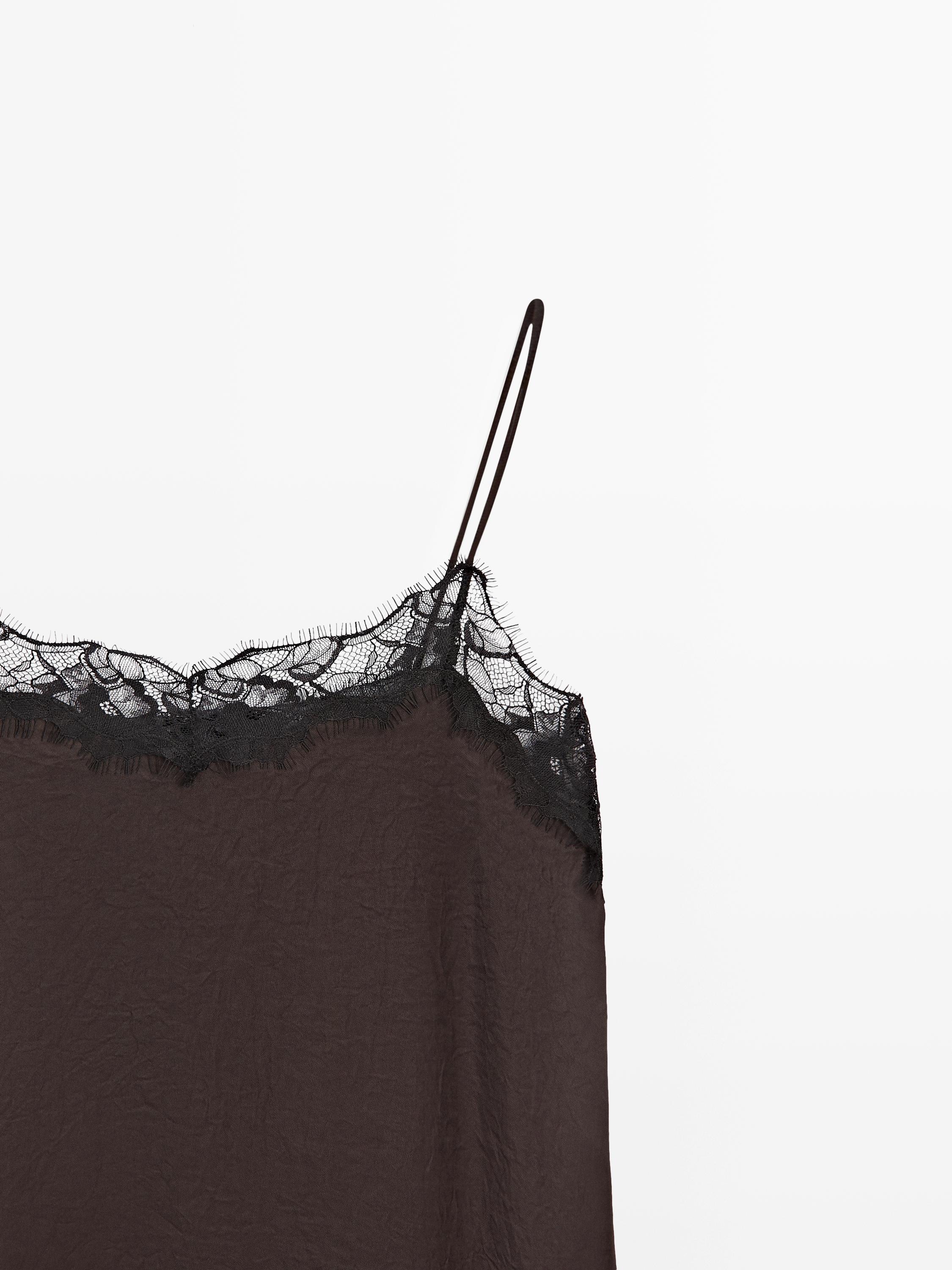 Camisole top with contrast lace detail